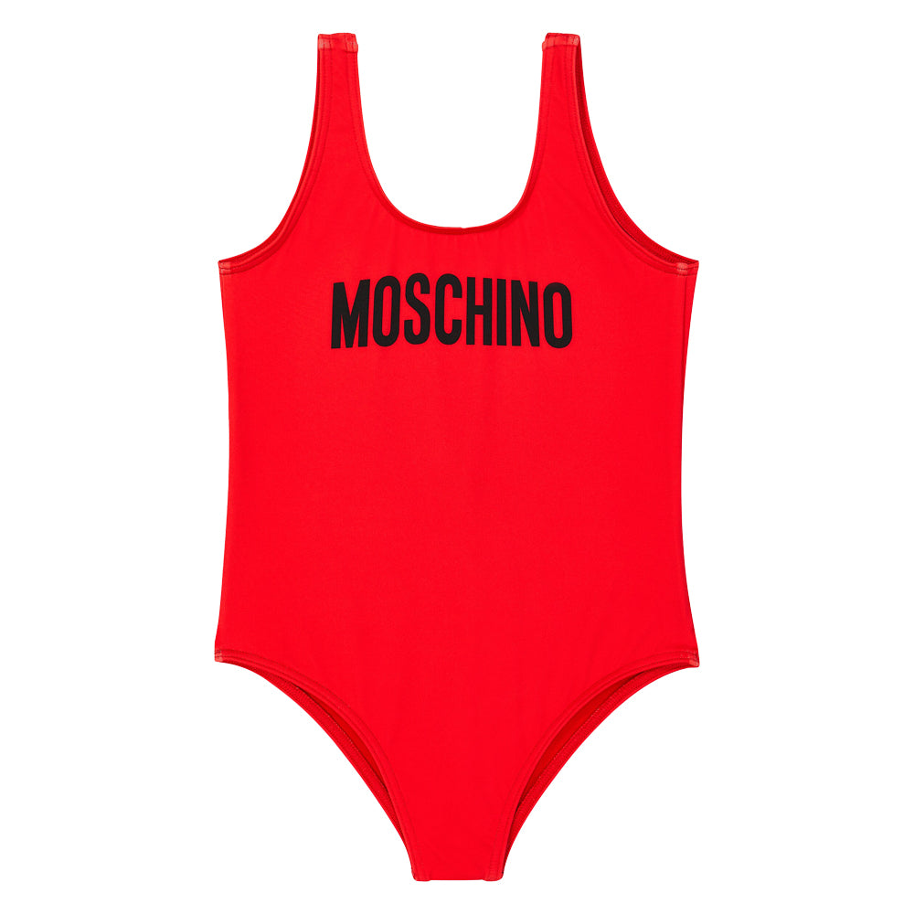 Moschino Logo Swimsuit Red