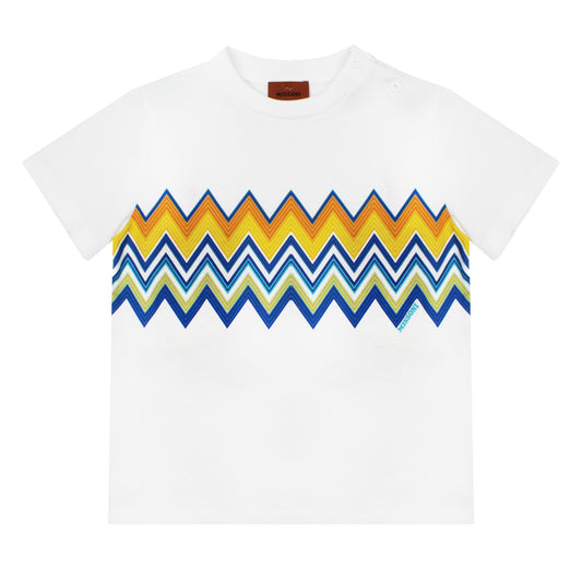 Missoni Baby White Multicolour zig zag T-Shirt