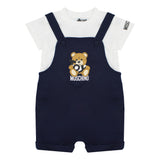 Moschino Navy Teddy Logo Dungarees