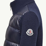 MONCLER PADDED WOOL ZIP UP CARDIGAN
