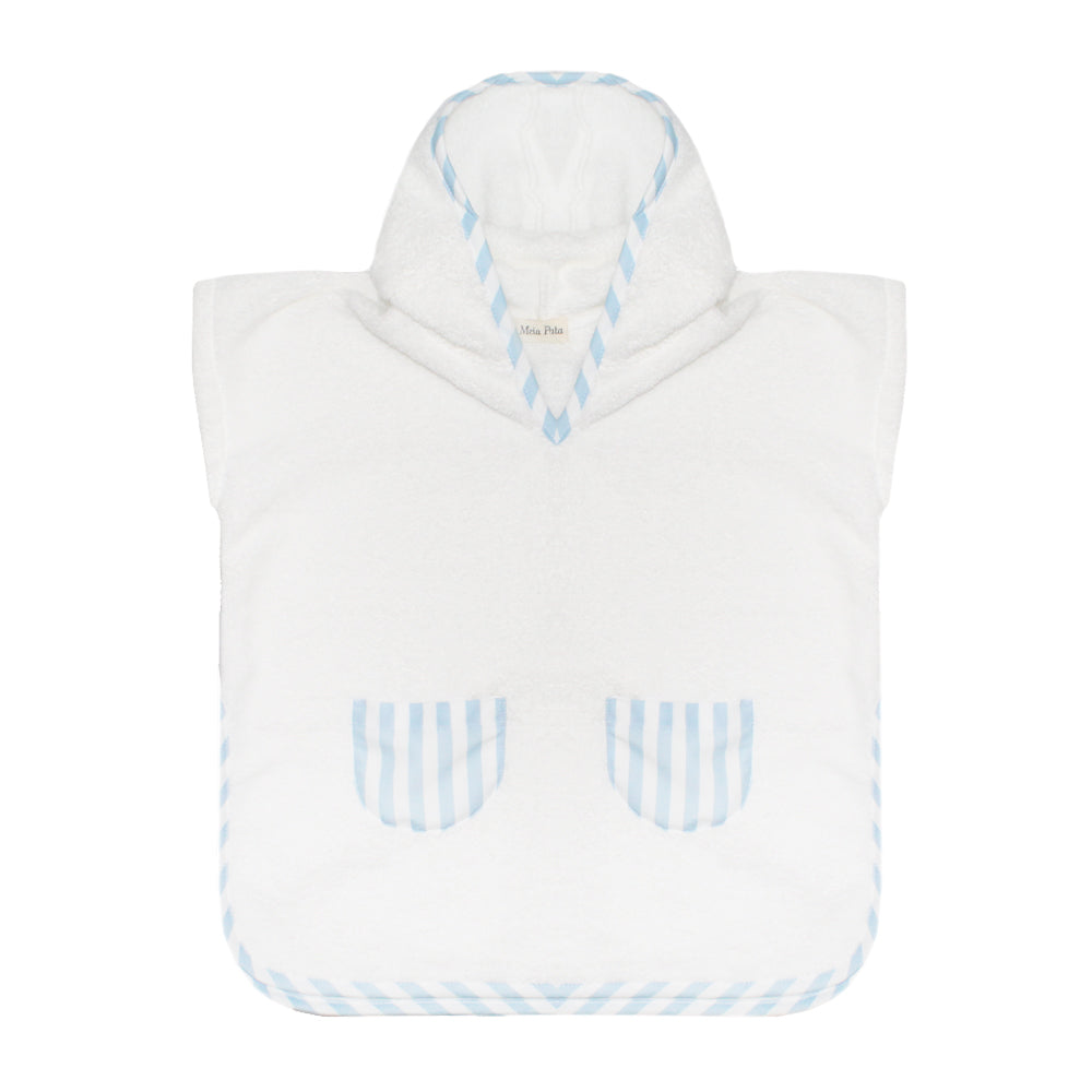 boy poncho blue stripes 6to10y